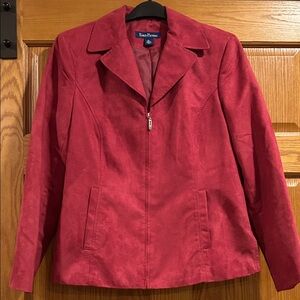Vintage Evan Picone Women's Raspberry Color Zip Up Blazer Faux Suede Size 10